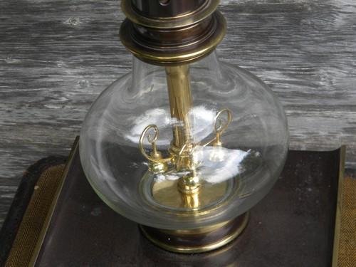 photo of steampunk vintage lighting tall brass and bronze table lamp w/glass globes #4