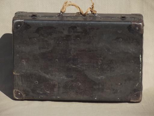 photo of steampunk vintage metal instrument box, antique beat to hell traveling case #5