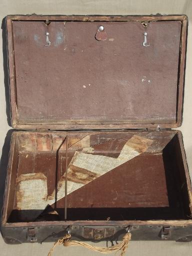 photo of steampunk vintage metal instrument box, antique beat to hell traveling case #8