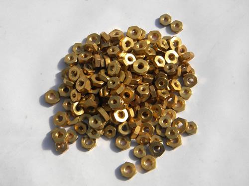 photo of steampunk vintage scrap hardware lot, industrial gold plated hex nuts #1