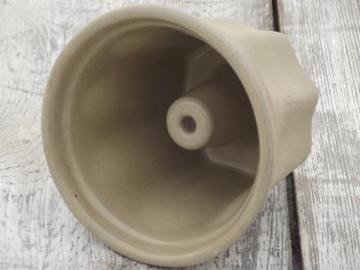 catalog photo of stoneware pudding mold, fluted blancmange dessert / salad mold 