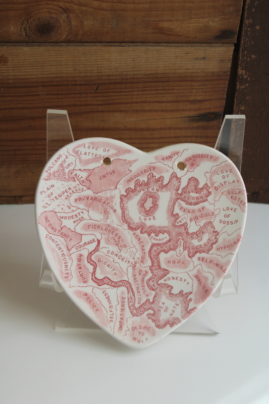 photo of strange vintage china plate, fantasy map the world of the human heart love and hate #1