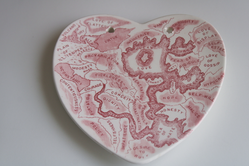 photo of strange vintage china plate, fantasy map the world of the human heart love and hate #2