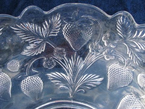 photo of strawberries, vintage pressed glass strawberry pattern fruit bowl #3