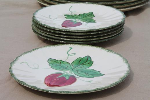 photo of strawberry Blue Ridge pottery, vintage china dinner & dessert plates w/ hand-painted strawberries #6