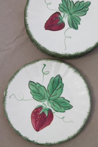 photo of strawberry Blue Ridge pottery, vintage china dinner & dessert plates w/ hand-painted strawberries #7