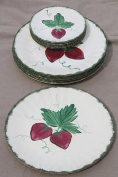 catalog photo of strawberry Blue Ridge pottery, vintage china dinner & dessert plates w/ hand-painted strawberries