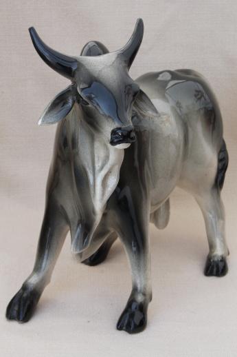 photo of studio art ceramic brahma bull, large china figurine beef cattle breed #1