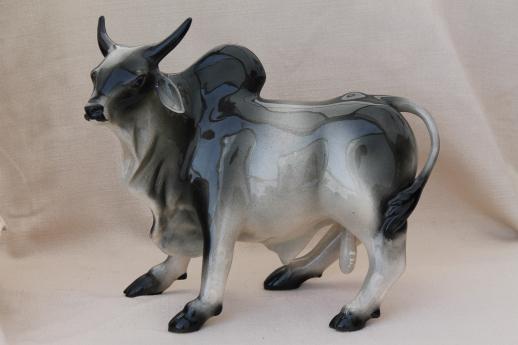 photo of studio art ceramic brahma bull, large china figurine beef cattle breed #5