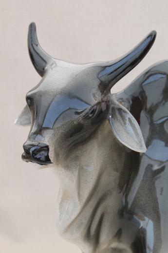 photo of studio art ceramic brahma bull, large china figurine beef cattle breed #6