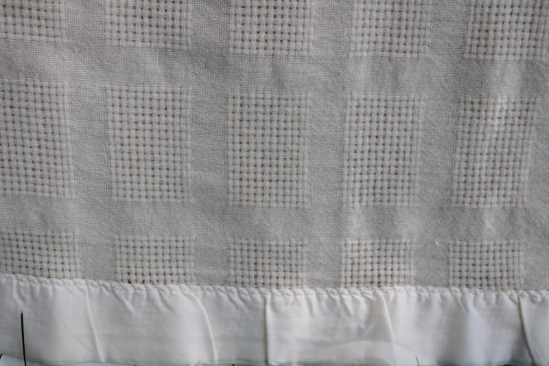 photo of summer weight soft light wool blanket, vintage Faribo type waffle thermal weave ivory white #1