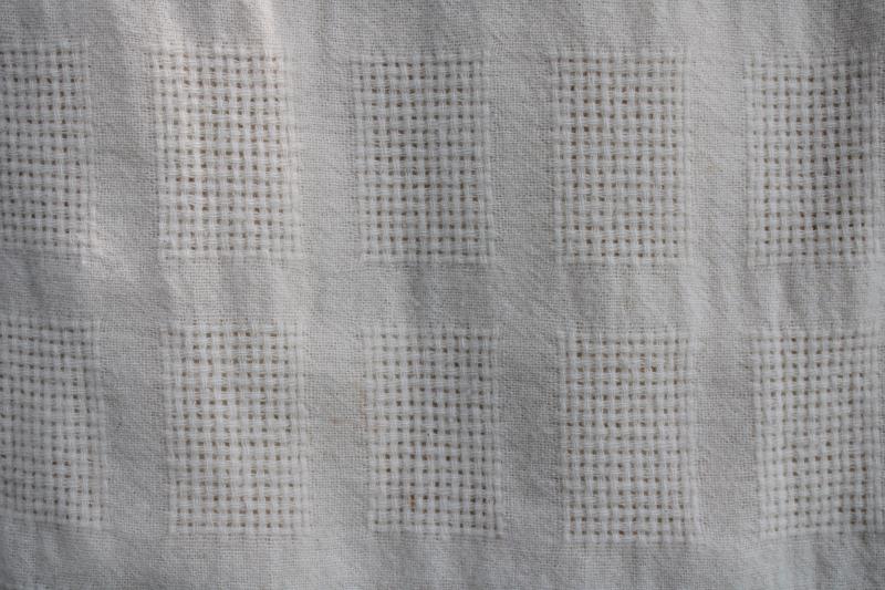 photo of summer weight soft light wool blanket, vintage Faribo type waffle thermal weave ivory white #2