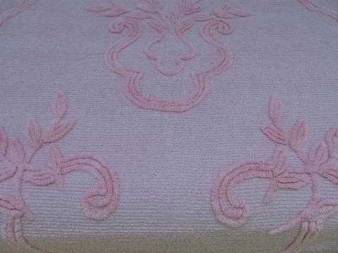 photo of summer weight vintage cotton chenille bedspread bed cover, candy pink #1