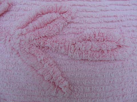 photo of summer weight vintage cotton chenille bedspread bed cover, candy pink #4