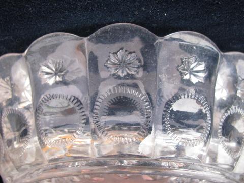 photo of sun & star pattern antique pressed glass fruit / dessert bowls, vintage EAPG #4