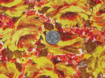 catalog photo of sunset colors, 60's vintage watercolor floral print cotton fabric