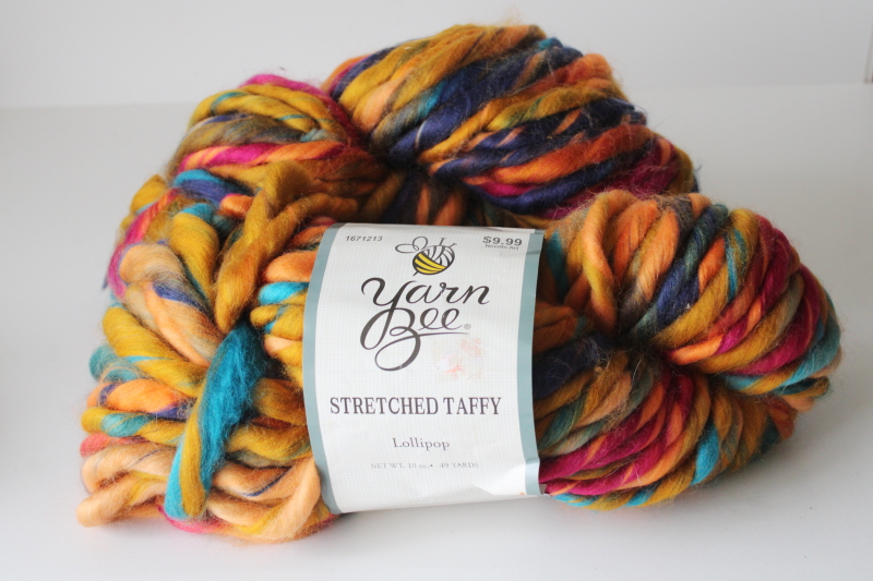 photo of super bulky soft roving yarn for crafts arm knitting, stretched taffy fall colors Yarn Bee Lollipop  #1