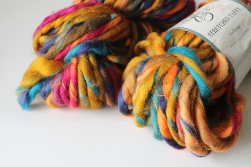 photo of super bulky soft roving yarn for crafts arm knitting, stretched taffy fall colors Yarn Bee Lollipop #3
