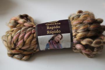 super bulky yarn Lion Brand Quickie one skein Zesty colorway, tan w/ colors 