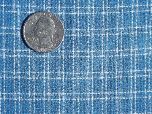 photo of swedish blue & white windowpane check fabric, vintage wool suiting fabric #1