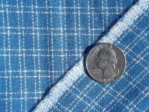 photo of swedish blue & white windowpane check fabric, vintage wool suiting fabric #3