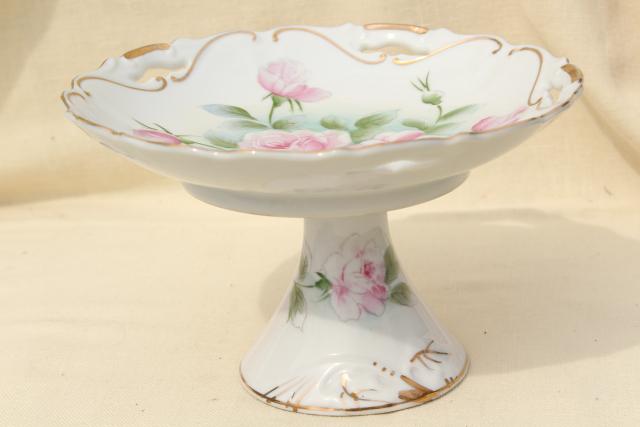 photo of sweet little china cake stand dessert plate, vintage Japan, Lefton or Enesco #1