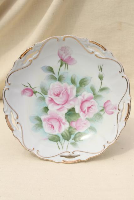 photo of sweet little china cake stand dessert plate, vintage Japan, Lefton or Enesco #2