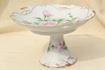 catalog photo of sweet little china cake stand dessert plate, vintage Japan, Lefton or Enesco