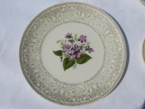 photo of sweet violets vintage floral china dishes, set for 6 w/ serving pieces #3