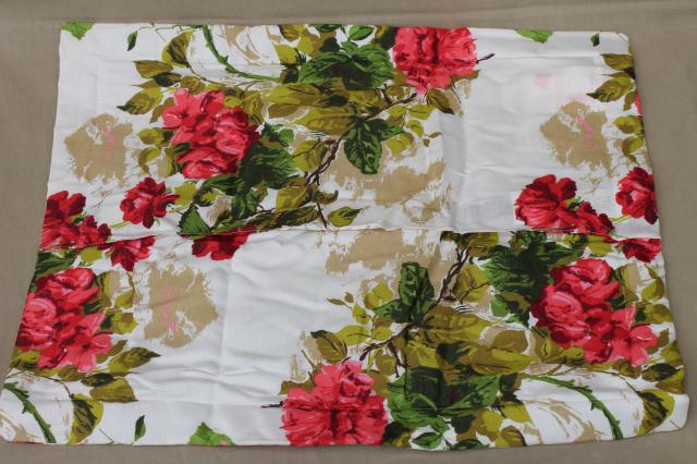 photo of sweetheart roses pillow shams set, mint vintage linen weave fabric pillowcases covers #3