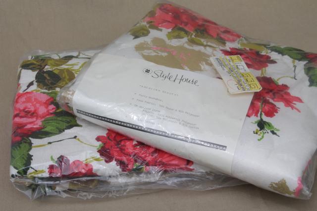 photo of sweetheart roses pillow shams set, mint vintage linen weave fabric pillowcases covers #4