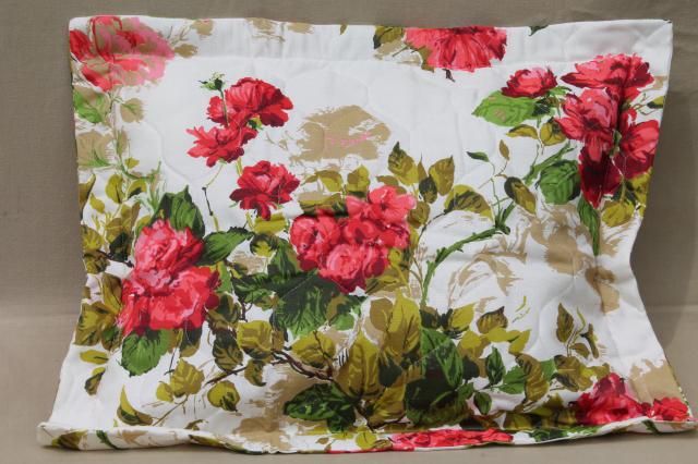 photo of sweetheart roses pillow shams set, mint vintage linen weave fabric pillowcases covers #6