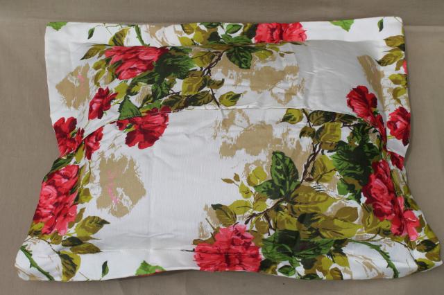 photo of sweetheart roses pillow shams set, mint vintage linen weave fabric pillowcases covers #7