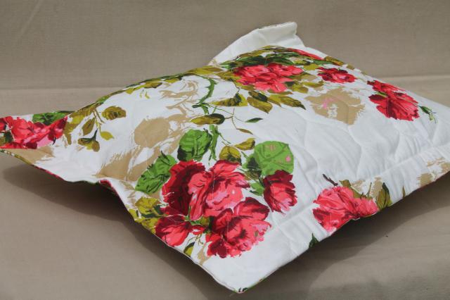 photo of sweetheart roses pillow shams set, mint vintage linen weave fabric pillowcases covers #8