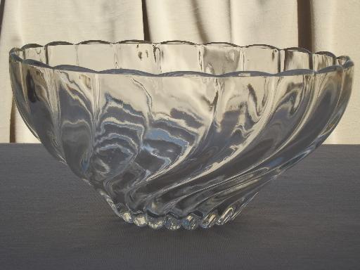 photo of swirled  glass punch bowls, bowl stand & hooked cups, vintage Hazel Atlas glass #4