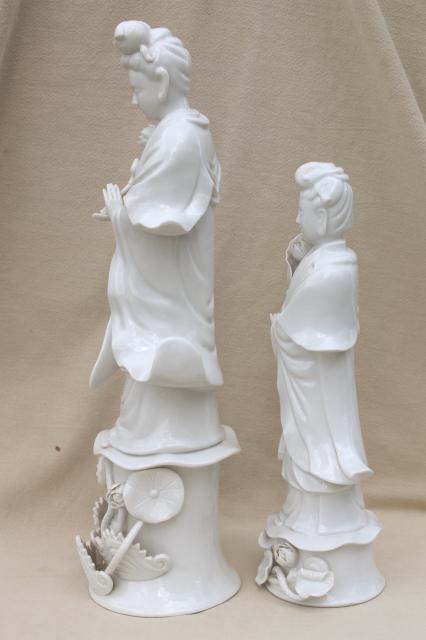 photo of tall blanc de chine white porcelain china lady figures, ornamental statues #4