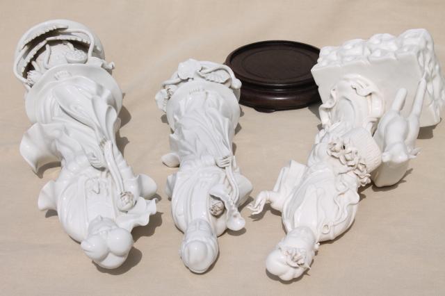 photo of tall blanc de chine white porcelain china lady figures, ornamental statues #14