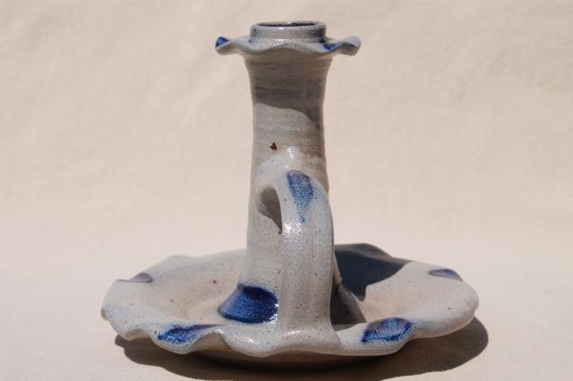 photo of tall chamber candlestick / candle holder, salt glazed Rowe Pottery Cambridge Wisconsin #4