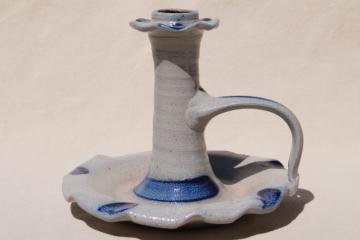 catalog photo of tall chamber candlestick / candle holder, salt glazed Rowe Pottery Cambridge Wisconsin