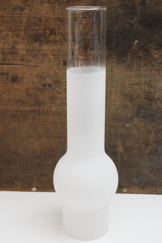 photo of tall chimney shade for GWTW hurricane lamp, vintage frosted glass lampshade replacement  #1