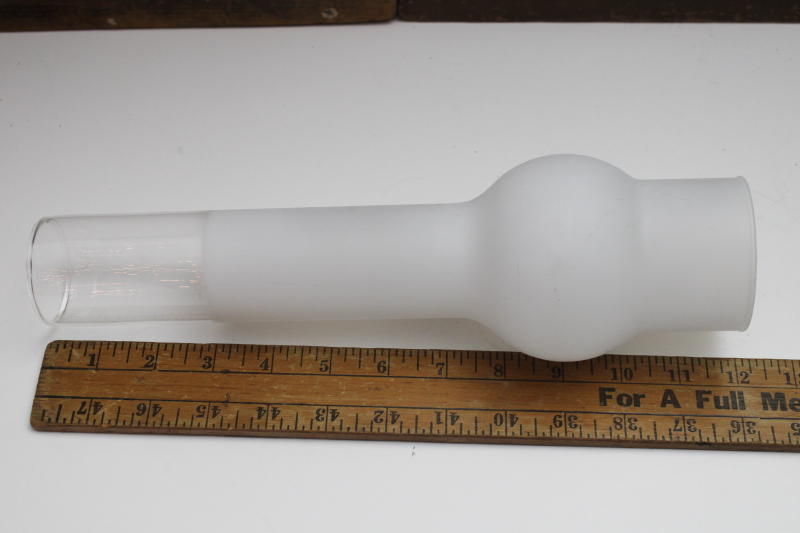 photo of tall chimney shade for GWTW hurricane lamp, vintage frosted glass lampshade replacement  #2
