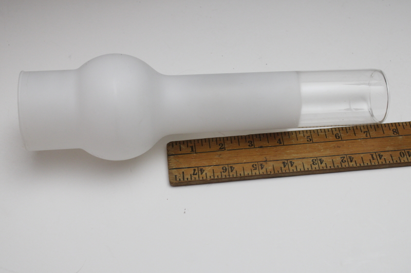 photo of tall chimney shade for GWTW hurricane lamp, vintage frosted glass lampshade replacement  #5