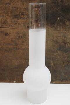 catalog photo of tall chimney shade for GWTW hurricane lamp, vintage frosted glass lampshade replacement 