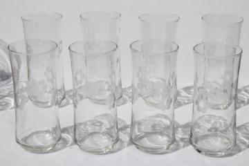 catalog photo of tall cooler glasses / iced tea tumblers, cluster cut mod dots flowers Libbey glasses