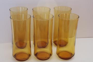 catalog photo of tall cooler glasses, vintage Libbey amber glass tumblers set of six