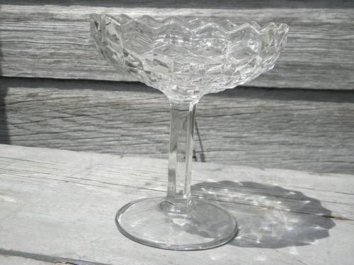 photo of tall glass pedestal dish compote bowl, vintage Fostoria American #1