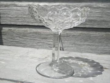 catalog photo of tall glass pedestal dish compote bowl, vintage Fostoria American