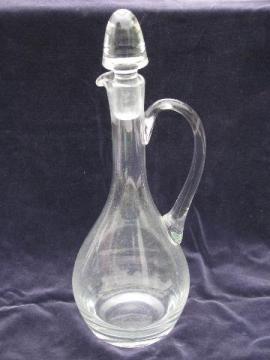 catalog photo of tall glass wine decanter pitcher with stopper, Italy