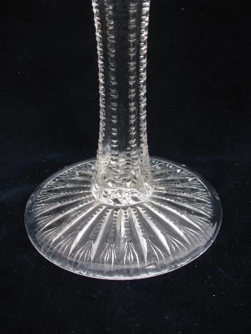 photo of tall ivy bowl pedestal vase, antique vintage pressed starburst pattern glass #4