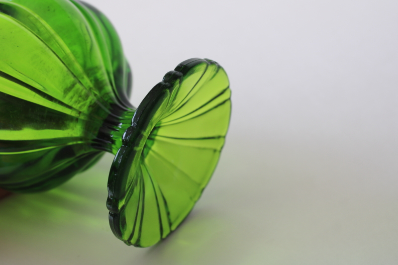 photo of tall mod lime green glass swung vase, 60s or 70s vintage Smith glass MCM retro  #3